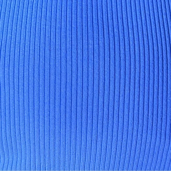 BECCA Bright Periwinkle Blue Ribbed Bikini Crisscross Back Bikini Top NWT Size M - Picture 7 of 12